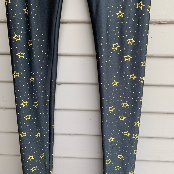 Goldsheep Share Gold Stars Printed Leggings Xsmall Black Yoga gym - Picture 3 of 9